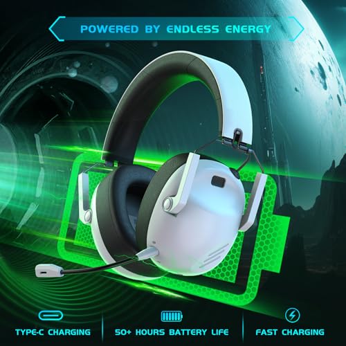 Wireless Gaming Headset with Noise Canceling Mic for PS5, PS4, PC, Switch - Black P129