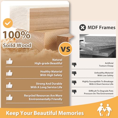 Egofine 8x10 Picture Frames Set of 6, Solid Wood with Plexiglass, White T6319