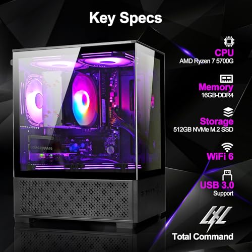 LXZ Desktop PC AMD Ryzen 7-5700G 16GB RAM 512GB SSD Tower White E962358