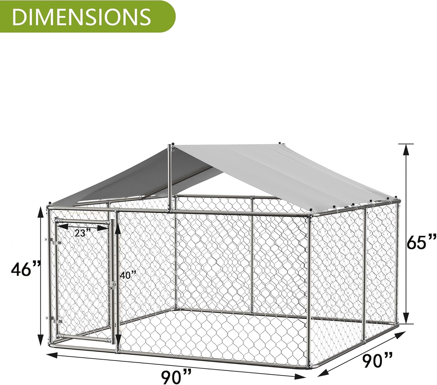 GNIXUU 7.5' x 7.5' Outdoor Dog Kennel with Waterproof UV-Resistant Cover P448079
