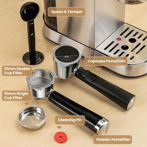 Gevi Espresso Machine 20 Bar with Auto Milk Frother, Stainless Steel D6478