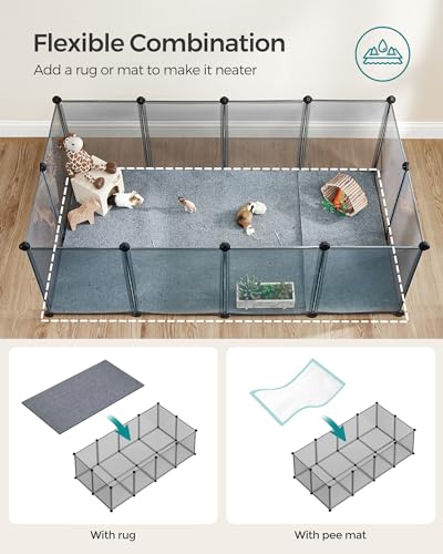 SONGMICS Pet Playpen with Floor, Small Animal Pen, White N29964
