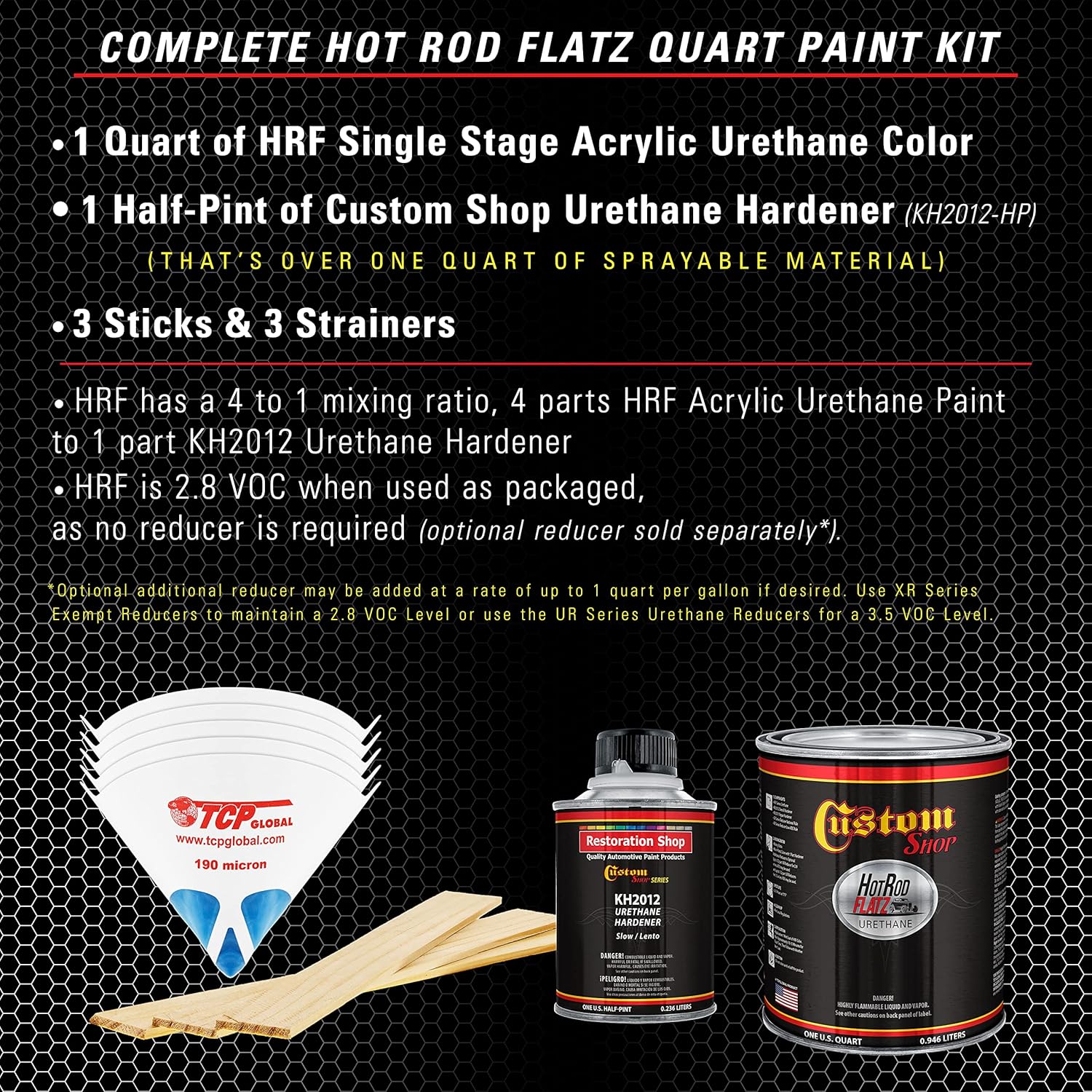 Custom Shop Alpine White Hot Rod Flatz Urethane Auto Paint Quart Kit C2599
