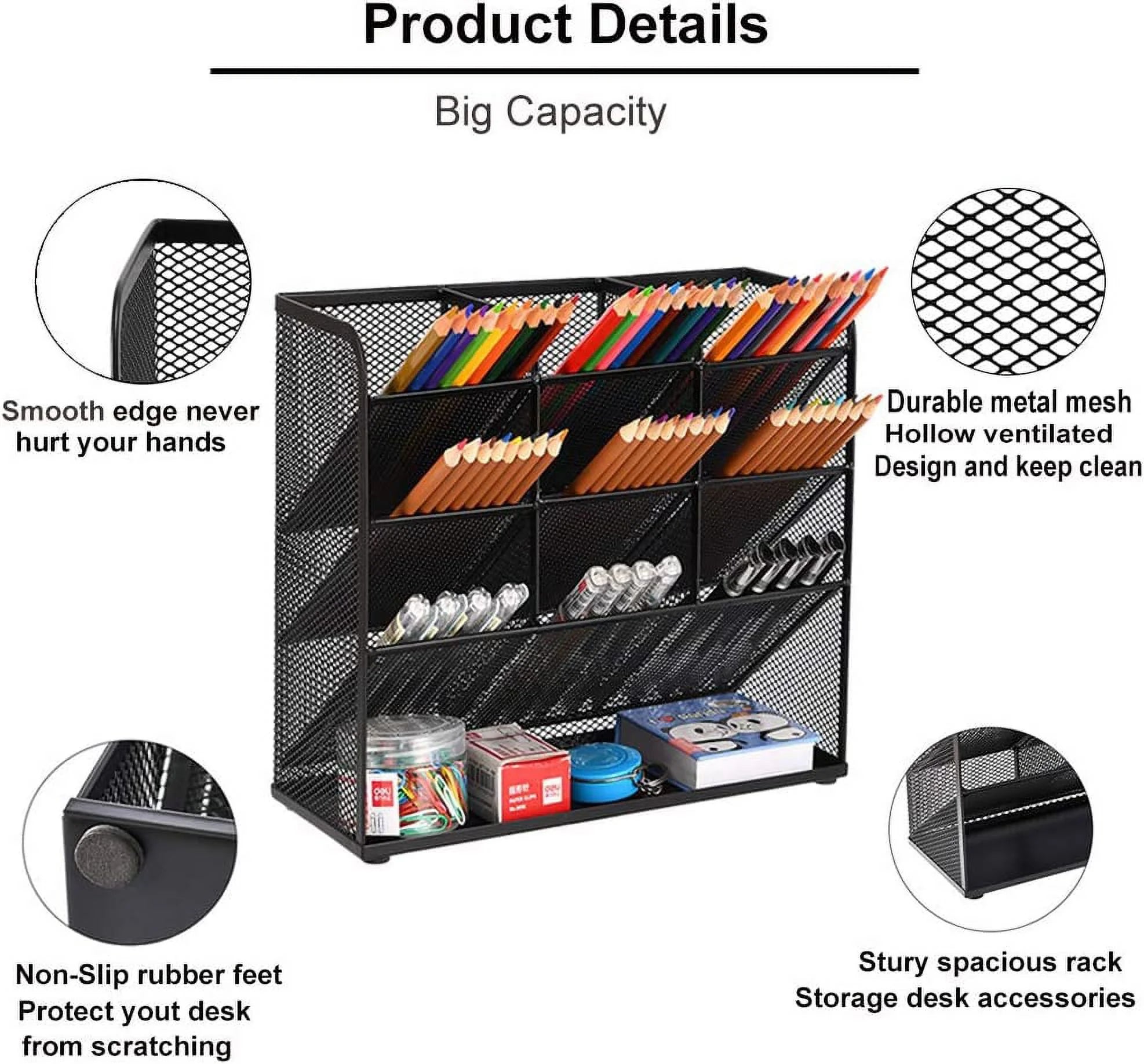 Hometimes Desk Organizer Multi-Functional Pen Holder Storage Rack O16298