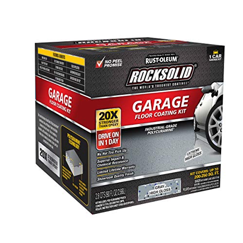 Rust-Oleum RockSolid Polycuramine Garage Floor Coating, 2.5 Car Kit, High Gloss Gray F2688