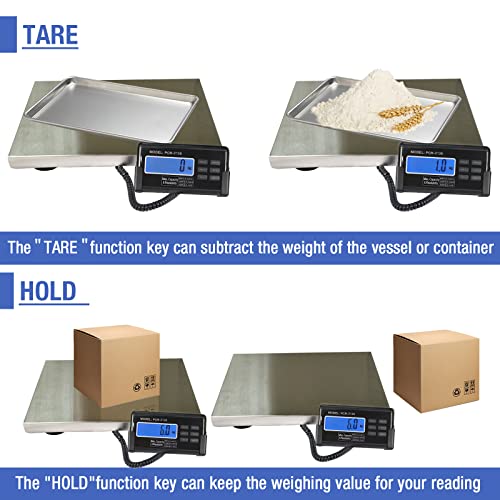 SurmountWay Shipping Scale 660lbs LCD Digital Platform Heavy Duty Portable Stainless Steel V6922