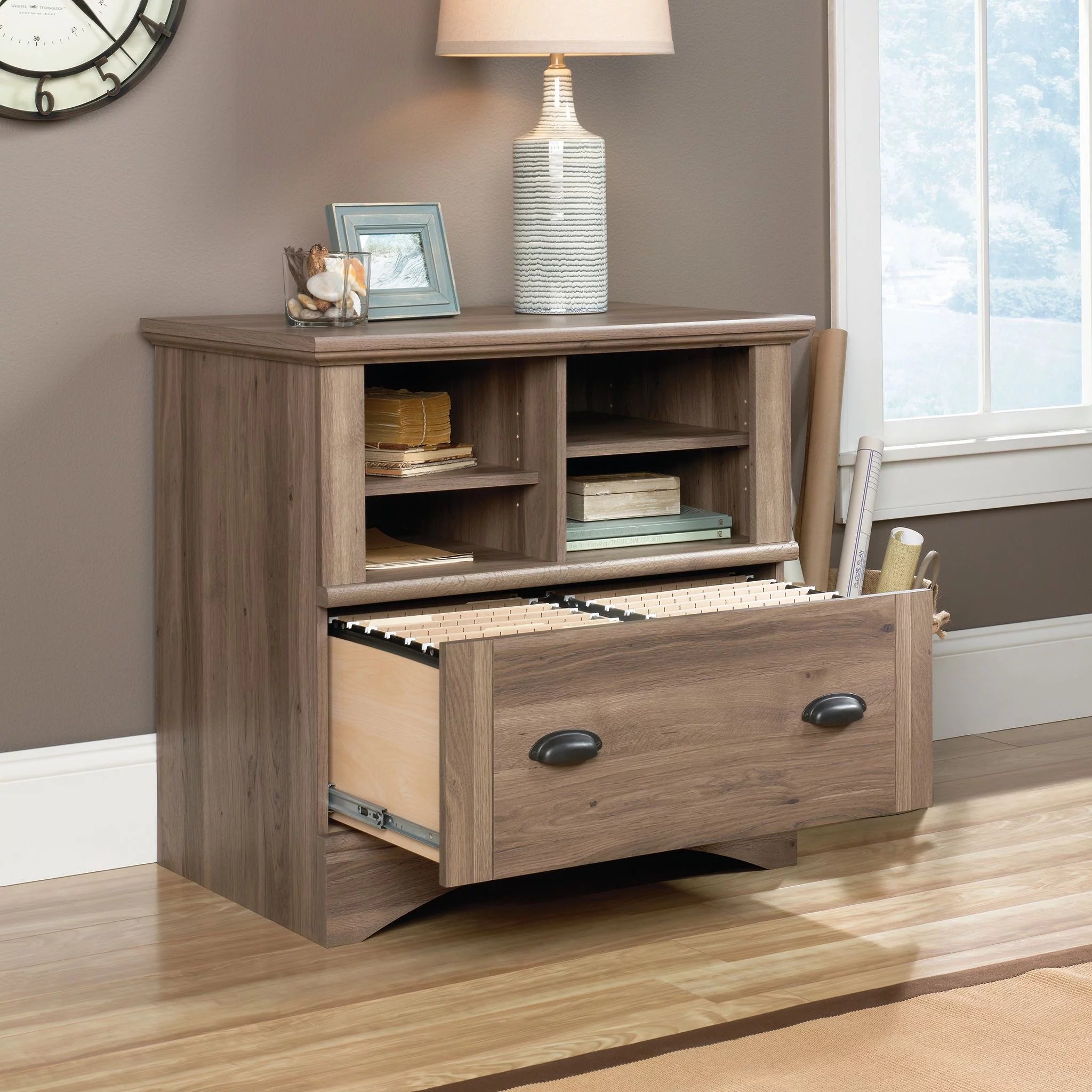 Sauder Harbor View Lateral File, Salt Oak Finish P344003