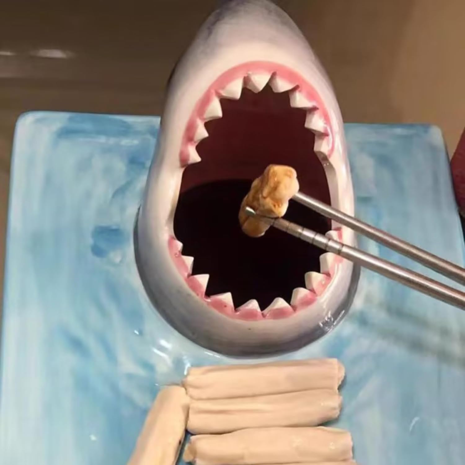 Shark Ceramic Sushi Plate with Soy Sauce Bowl and Chopstick Holder H564971