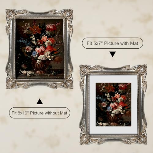 Black Vintage Picture Frame with Mat for 5x7 or 8x10 Photos E9622