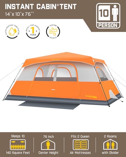 Fanttik Outdoor Camping Tent 4/6/8/10 Person Instant Cabin with Rainfly & Carry Bag G367
