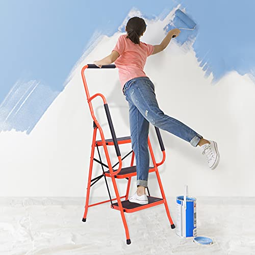 LUISLADDERS 2 Step Ladder with Handrails, Anti-Slip Pedal, 500lbs, Black S431855