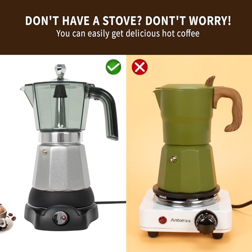 Cuban Coffee Maker 6-Cup Electric Espresso Moka Pot with Detachable Base N992