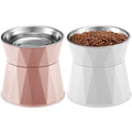 Cat Feeder, 2 Pcs Elevated Stainless Steel Bowls with Adjustable Raised Stand, Non-Slip Pet Food and Water Bowl for Cats, Dogs, Hygienic Feeding Eating Pets (Blue, White)