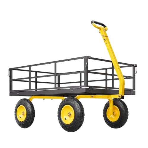 VEVOR 900 Lbs Heavy Duty Steel Garden Cart with 10" Tires and Removable Sides J262