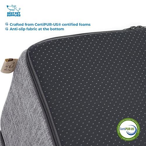 Foldable Pet Steps with CertiPUR-US Certified Foam by Best Pet Supplies - Gray Linen, 4-Steps G854
