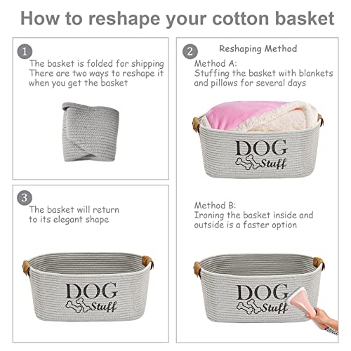 Cotton Rope Dog Toy Storage Bin for Pets, Gray S9763