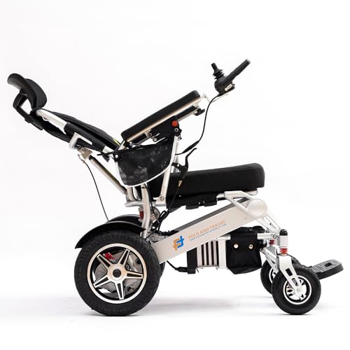 Lightweight Foldable Electric Wheelchair for Seniors and Adults, Blue Seat D193