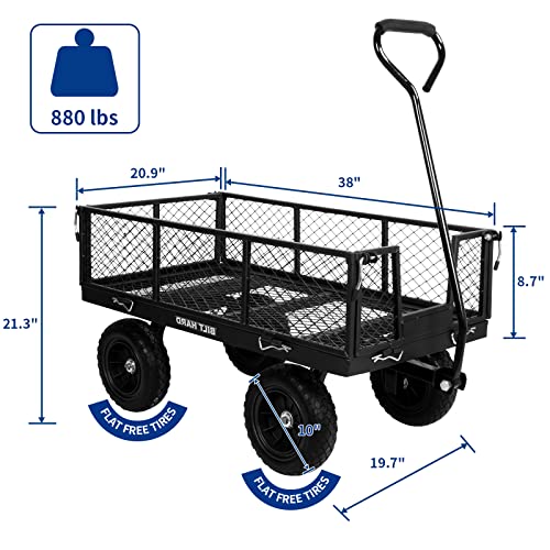 BILT HARD 880 lbs 10" Flat Free Steel Garden Cart with Rotating Handle K9279
