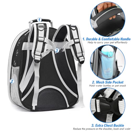 Expandable Cat Carrier Backpack for Small Dogs, Airline Approved, Black C8026