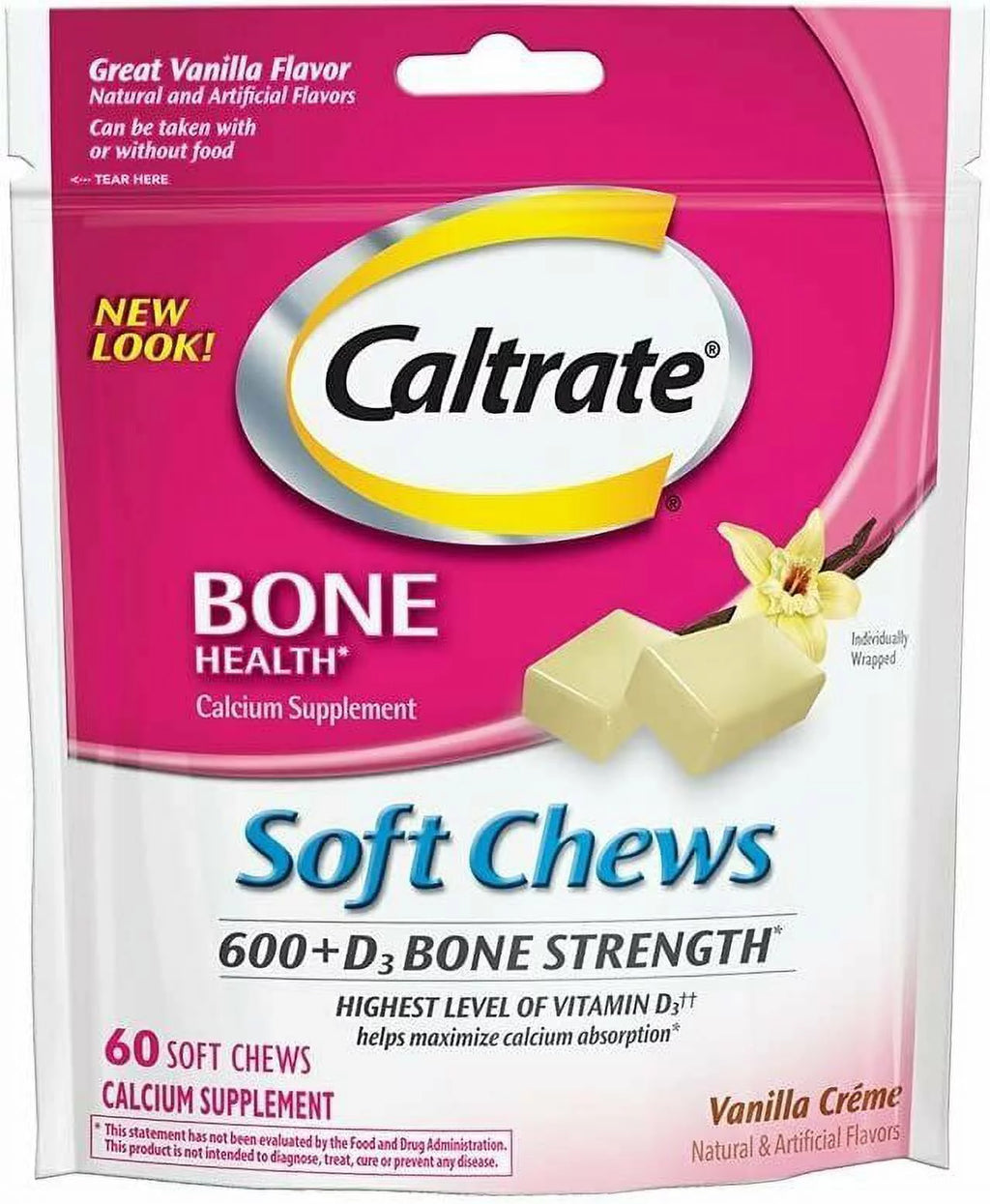Caltrate Calcium Vitamin D Soft Chews Vanilla Creme 5 Pack U6865