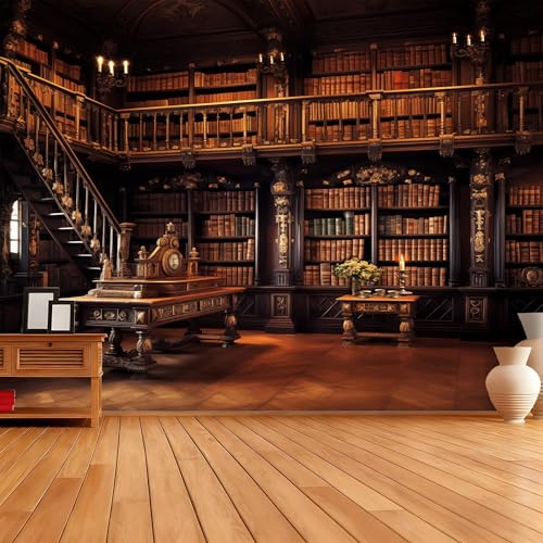 QGHOT Medieval Bookshelf Tapestry Vintage Library Wall Hanging P36533