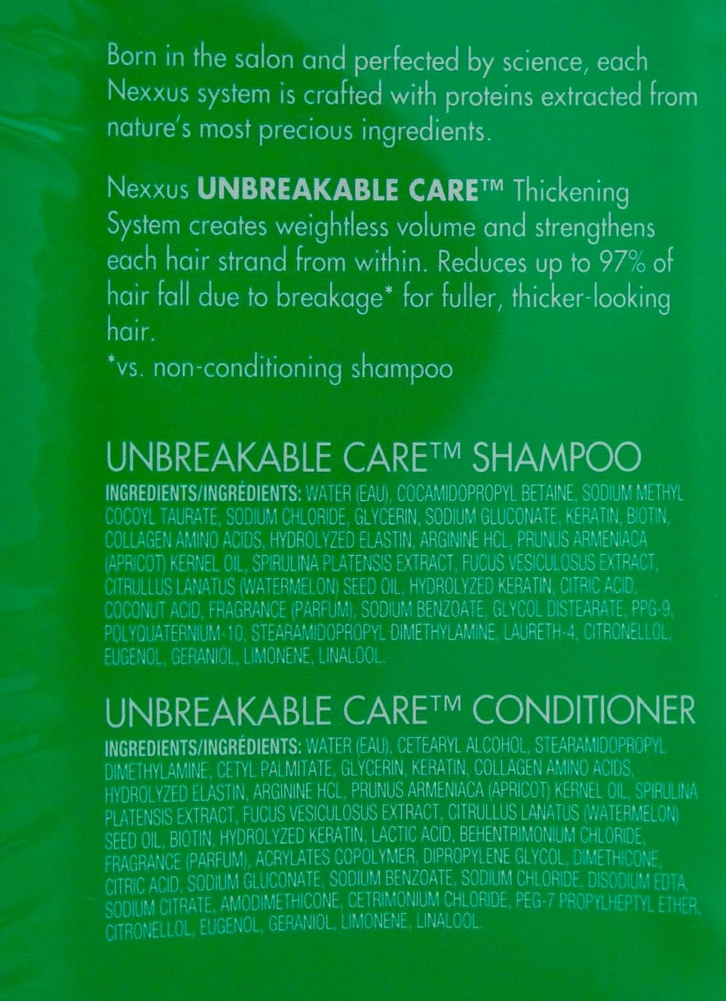 Nexxus Unbreakable Care Anti-Breakage Shampoo and Conditioner, 32 FL OZ H3445