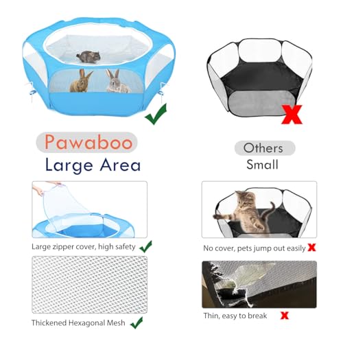 Pawaboo Small Animals Playpen, Waterproof Pet Cage Tent with Zippered Cover, Portable Outdoor Yard Fence, Green C9530