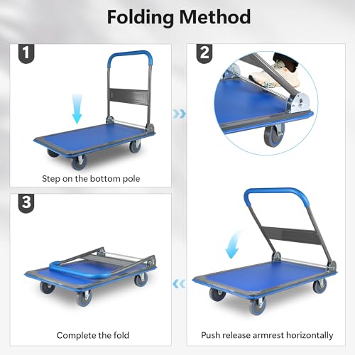 Foldable Push Cart Dolly 330 lbs Capacity Heavy Duty N9648