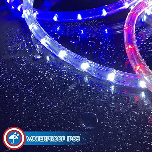 Russell Decor LED Rope Lights Red White Blue 30ft with Remote Control C9460
