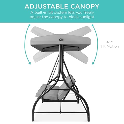 Best Choice Products 3-Seat Outdoor Canopy Swing Glider with Adjustable Shade, Midnight Green A10932
