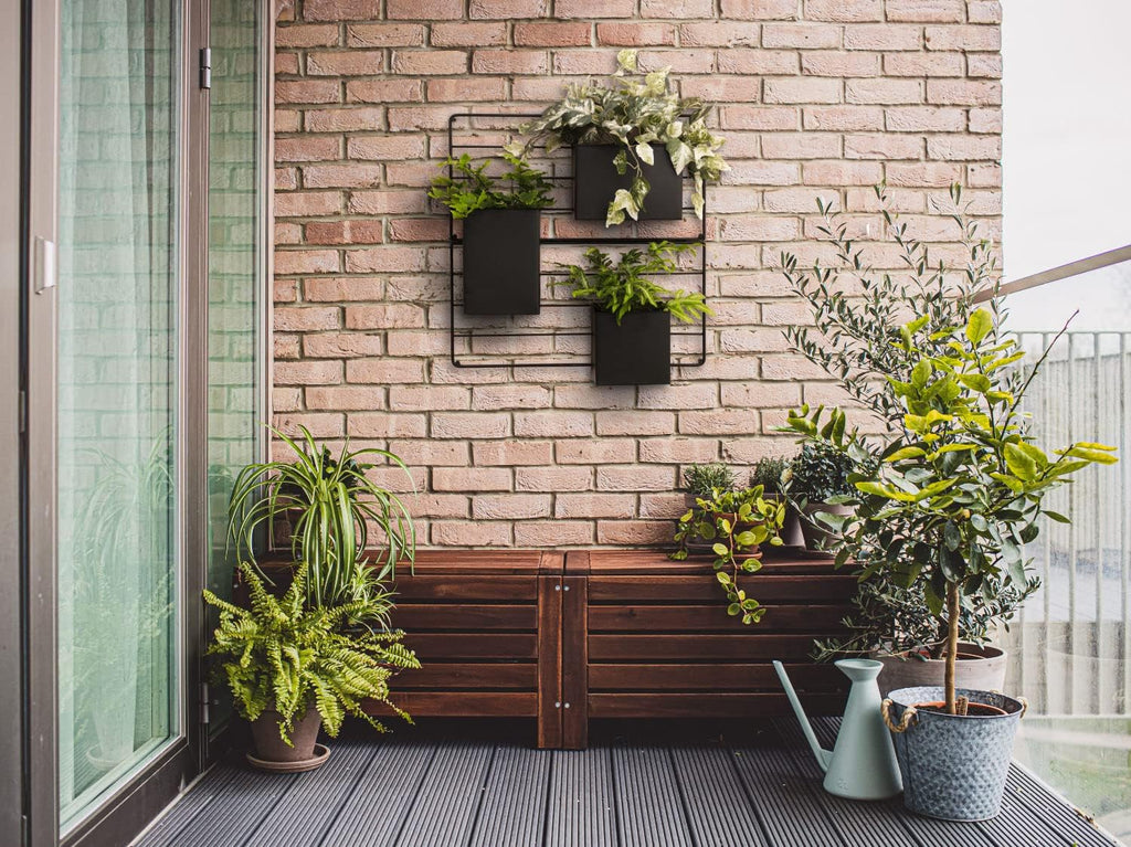 KASSELL Vertical Garden Wall Planter, Wall Mounted, All Metal Black H82295