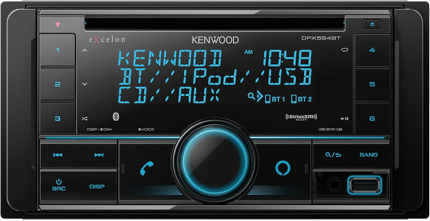 Kenwood Excelon DPX594BT Double DIN Bluetooth Car Stereo CD Receiver with SiriusXM Tuner Kit P235277