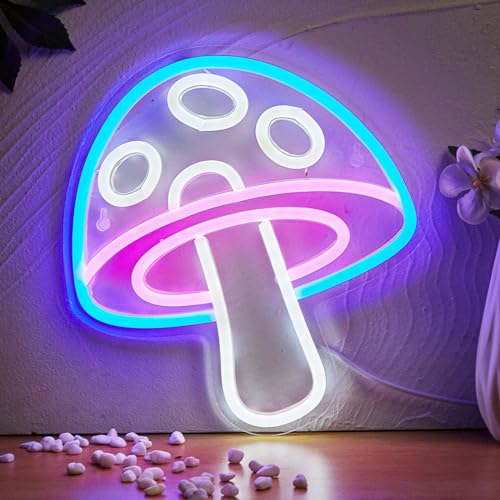LED Neon Mushroom Sign USB Powered Night Light for Kids Room Decor F370