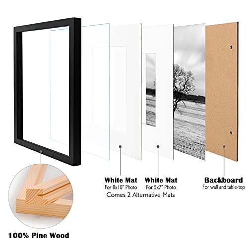 Egofine 8x10 Picture Frames Set of 6, Solid Wood with Plexiglass, White T6319