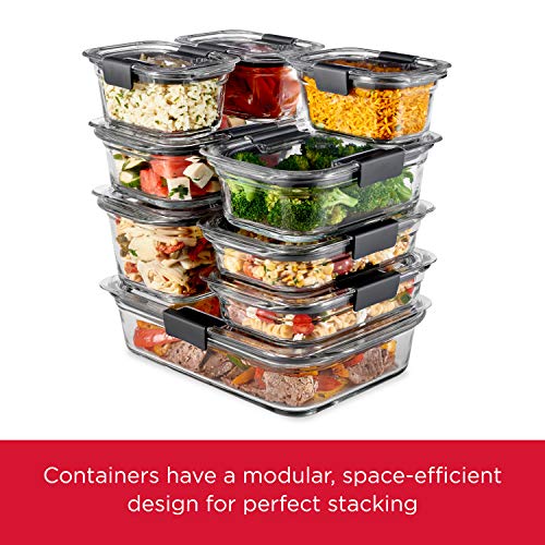 Rubbermaid Brilliance Glass Storage 8-Cup Food Container with Lid, 2-Piece Set R328