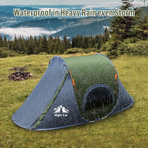 Night Cat Pop-up Camping Tent 1 Person Waterproof Instant Setup T7337