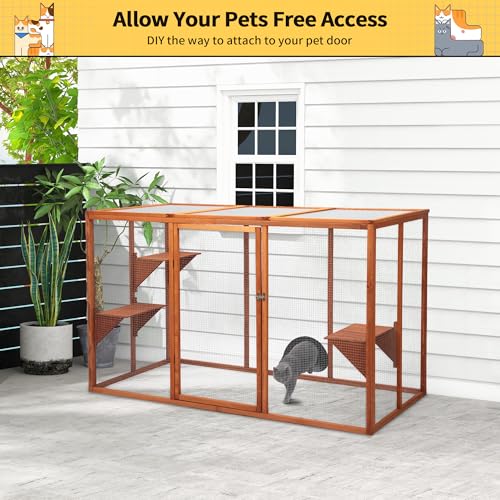 Catio Outdoor Cat Enclosure Weatherproof Wooden Grey Q380854