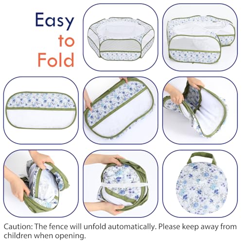 Pawaboo Small Animals Playpen, Waterproof Pet Cage Tent with Zippered Cover, Portable Outdoor Yard Fence, Green C9530