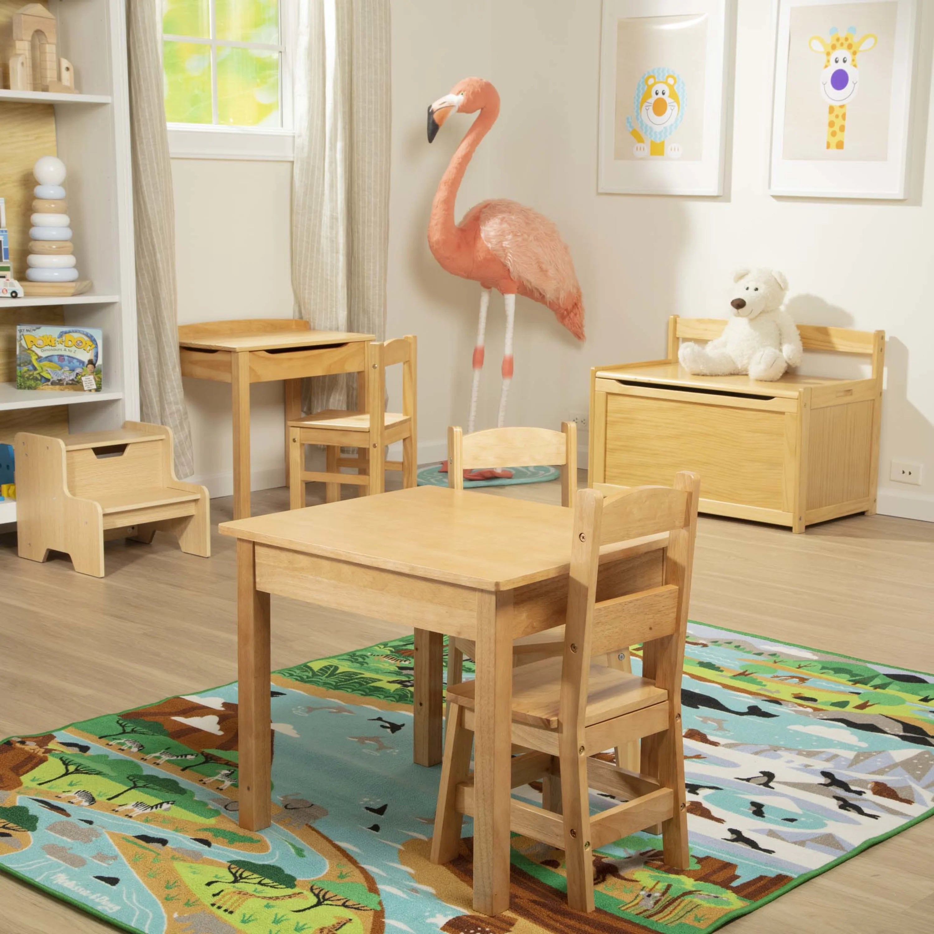 Melissa & Doug Solid Wood Table and 2 Chairs Set J690422
