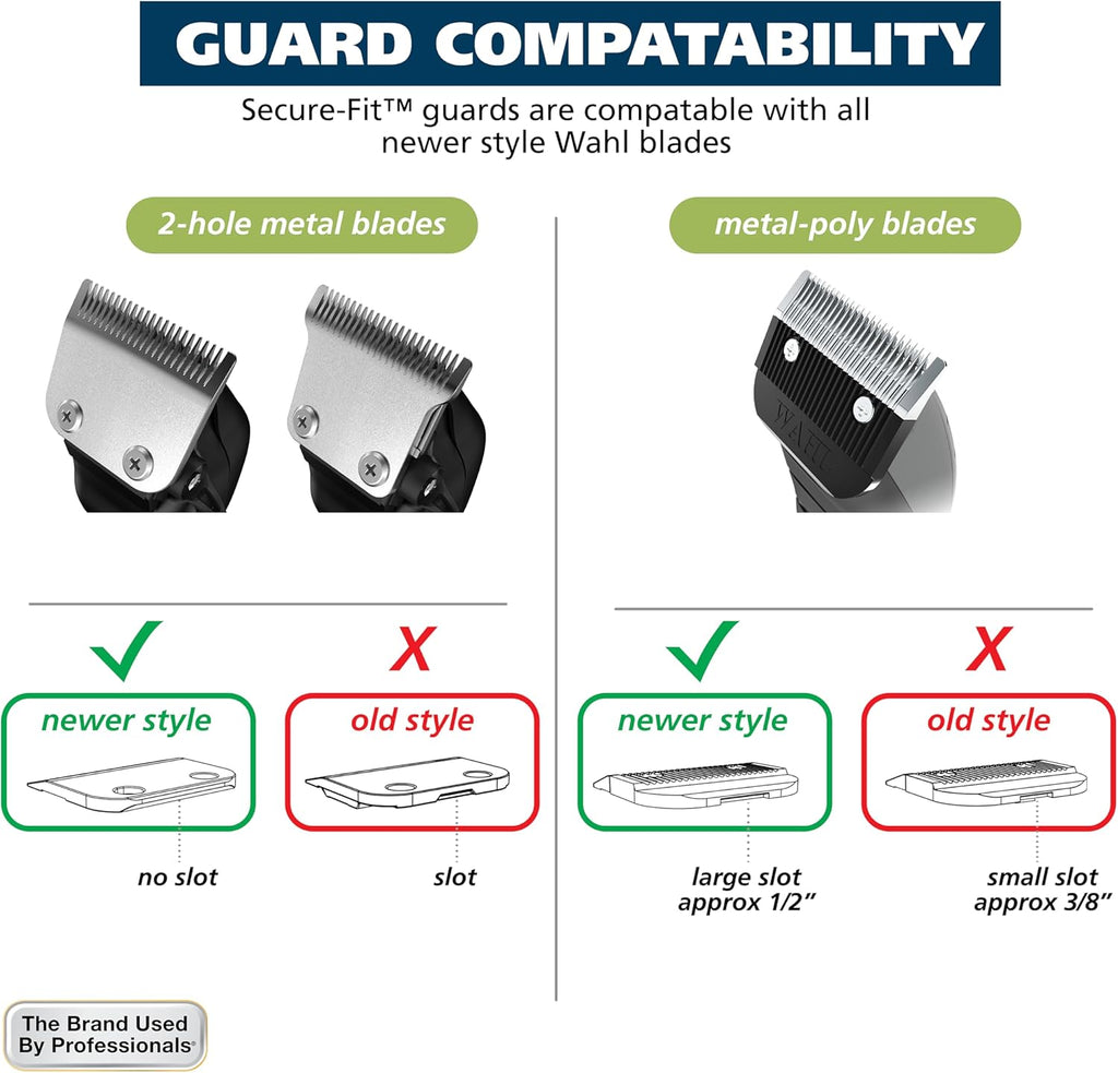 Wahl Hair Clipper Secure Fit Attachment Guard Set, 2 Guide Combs, Model 3025025 S1304