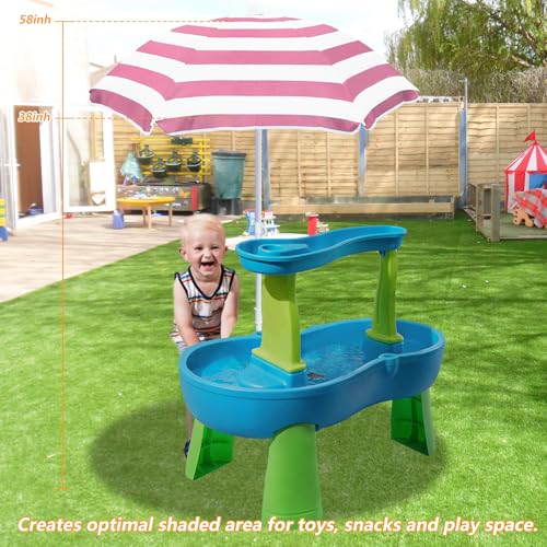 Kids Water Table Cover Outdoor Play Heavy-Duty 600D Waterproof Blue Q47935