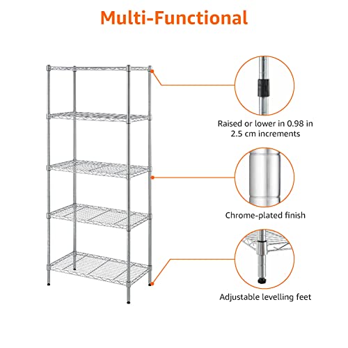 Amazon Basics 3-Shelf Adjustable Steel Wire Rack Storage Shelving, Chrome D243