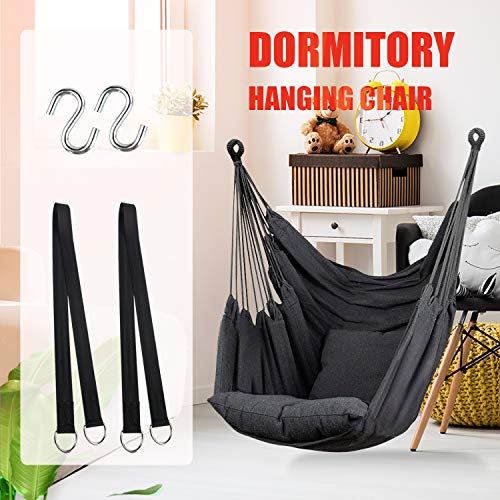 Hommtina Hammock Chair Hanging Rope Swing, Max 300 Lbs, Dark Gray W16807