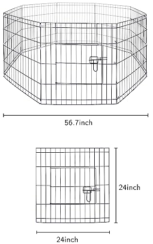 Foldable Metal Pet Play Pen with Door for Dogs, 24-inch Z552