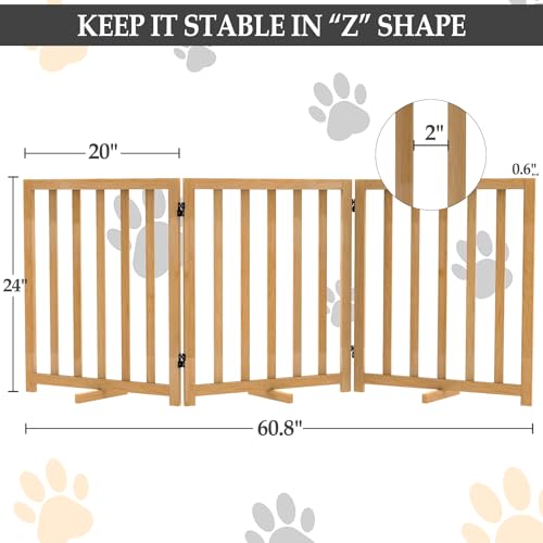 Foldable Dog Gate for Small Dogs, 3-Panel Freestanding Pet Safety Fence L174108