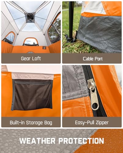 Fanttik Outdoor Camping Tent 4/6/8/10 Person Instant Cabin with Rainfly & Carry Bag G367