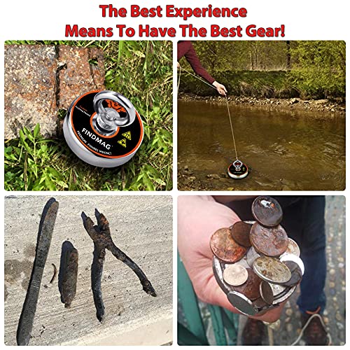FINDMAG Magnet Fishing Kit with Case 1000 LBS Neodymium Round Magnet D111