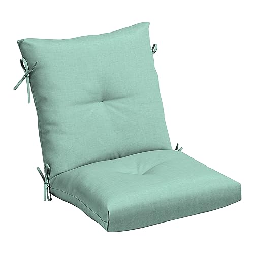 Arden Outdoor Plush Tufted Dining Chair Cushion, 21 x 40, Black Cabana Stripe I23003
