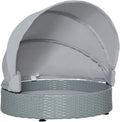 Wicker Dog Bed Rattan Pet Sofa with Adjustable Canopy Pet House Shelter for Small Dogs with Cushion Indoor Outdoor, Grey