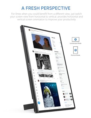 ARZOPA 15.6'' FHD 1080P Portable Monitor with Kickstand, IPS Display, USB-C & HDMI J54429